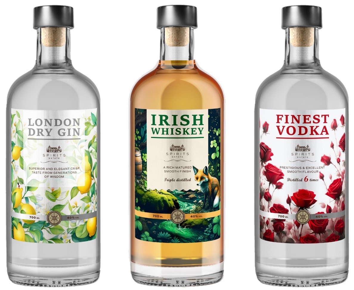 gin,whiskey, vodka